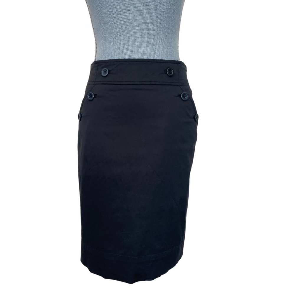 Women’s H&M Black Pencil Skirt With Front Buttons Size 6
